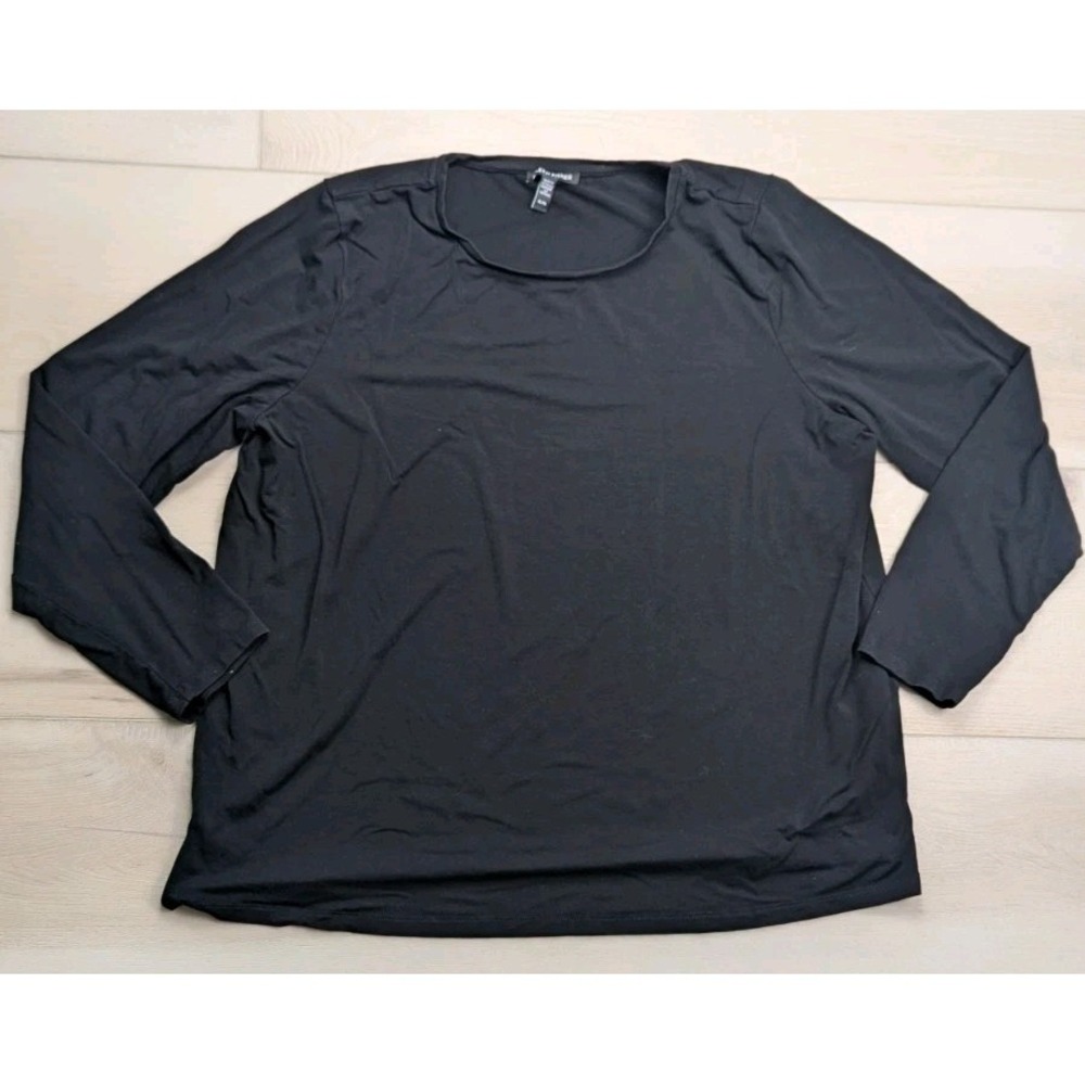 Eileen Fisher Shirt Womens XL Black 3/4‎ Sleeve Pullover Tee Tencel Stretch
